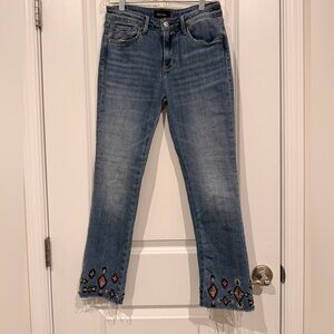 DRIFTWOOD Blue straight leg Jeans with Embroidery